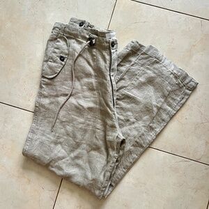 NWOT Drawstring Waist Khaki Linen Pants